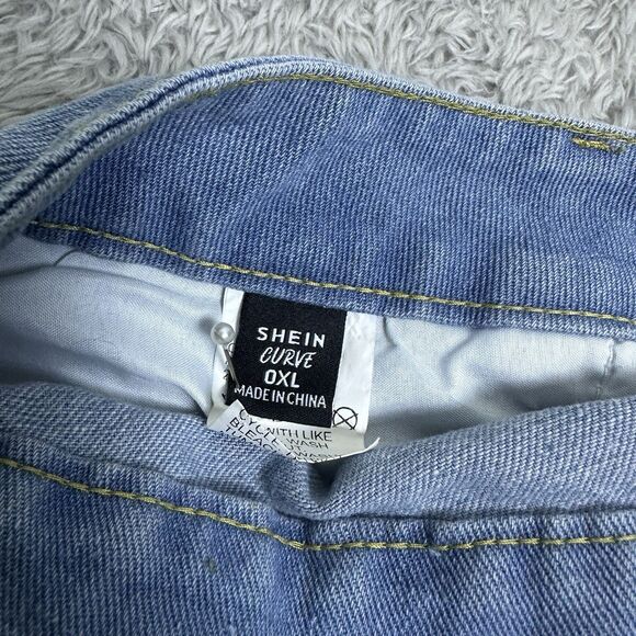 SHEIN 0XL Distressed Patch Jeans Sun Flower Graphic Denim Pants Boho Y2K Style - Picture 9 of 11